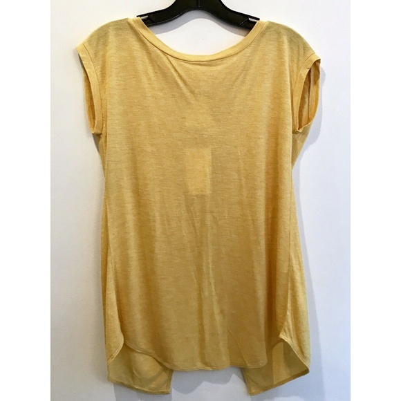 Aritzia Wilfred Yellow Anvers T shirt Split Back Cotton Tee Capsleeve Top XXS XS - Picture 1 of 13